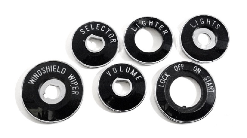 55-56 BA Dash Control Indicator Bezels w/inserts