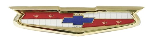 1957  6 Cylinder Trunk Emblem with Bezel (Gold)